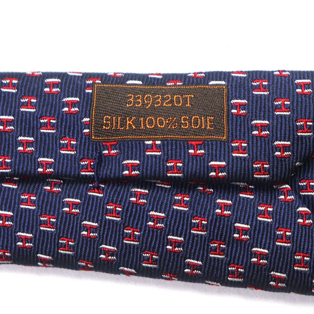 HERMES tie 339320T Main: 100% silk MARINE/ROUGE/BLANC H Flamboyant Web mens Used Authentic