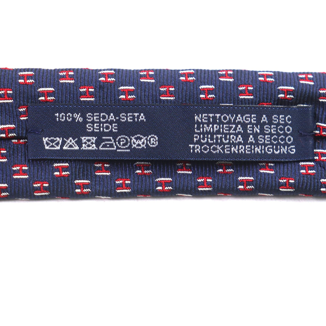 HERMES tie 339320T Main: 100% silk MARINE/ROUGE/BLANC H Flamboyant Web mens Used Authentic