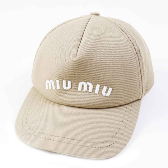 MIUMIU cap 5HC179 Main: 100% cotton beige Women M Used Authentic