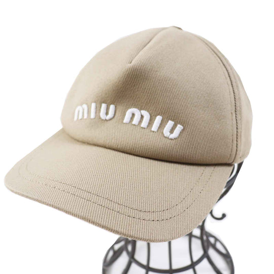 MIUMIU cap 5HC179 Main: 100% cotton beige Women M Used Authentic