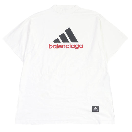 BALENCIAGA Short sleeve T-shirt 731369 Main: 100% cotton, Part: 96% cotton, Part: 4% polyurethane, Part: 100% polyester white Performance Logo Aditas Collaboration mens 1 Used Authentic