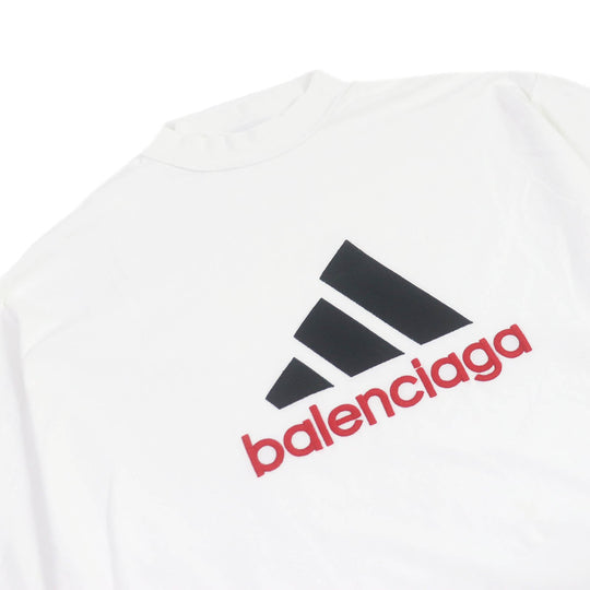 BALENCIAGA Short sleeve T-shirt 731369 Main: 100% cotton, Part: 96% cotton, Part: 4% polyurethane, Part: 100% polyester white Performance Logo Aditas Collaboration mens 1 Used Authentic