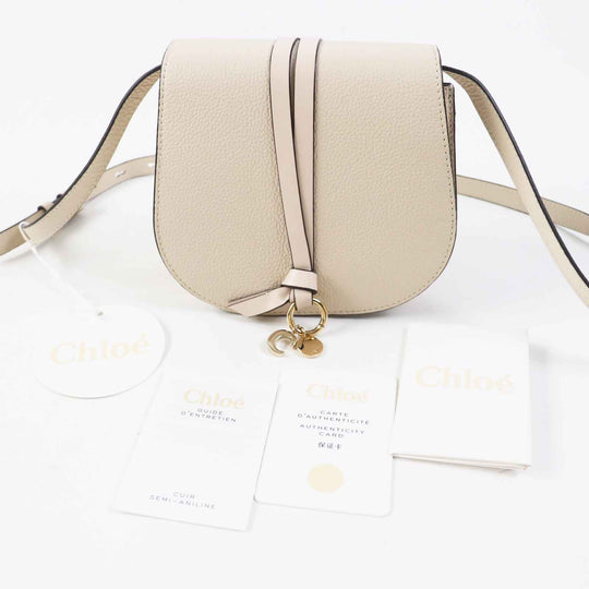 Chloe Shoulder Bag CHC22AP757F Main: Leather Ivory Alphabet Mini Saddlebag Women Used Authentic