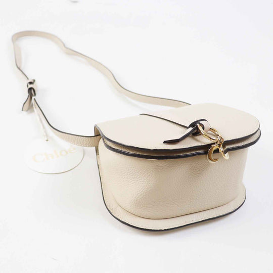Chloe Shoulder Bag CHC22AP757F Main: Leather Ivory Alphabet Mini Saddlebag Women Used Authentic