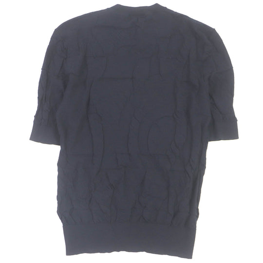 HERMES Short sleeve knit Main: 100% wool Navy Jeu de points harnais mens S Used Authentic