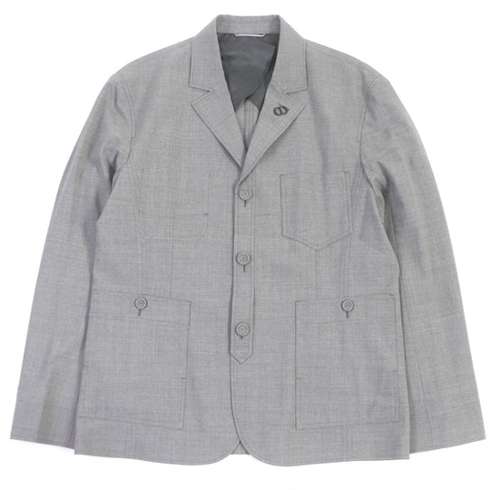 Dior HOMME tailored jacket 313C203A5725 Outer: 96% virgin wool, Outer: 4% elastane (polyurethane), Lining: 100% cupra gray mens 46 Used Authentic