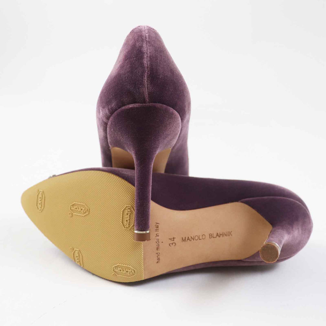 MANOLO BLAHNIK pumps Main: Velour purple Hangishi Women 34 Used Authentic
