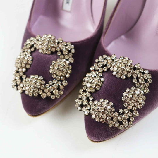 MANOLO BLAHNIK pumps Main: Velour purple Hangishi Women 34 Used Authentic