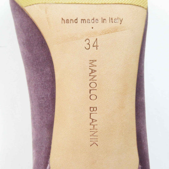 MANOLO BLAHNIK pumps Main: Velour purple Hangishi Women 34 Used Authentic