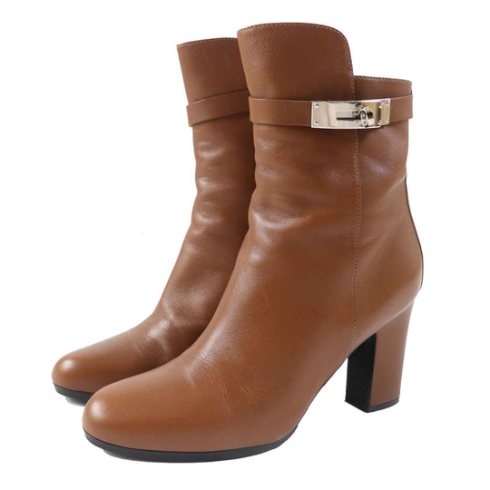 HERMES short boots Main: Leather Brown JOUEUSE Women 38 1/2 Used Authentic