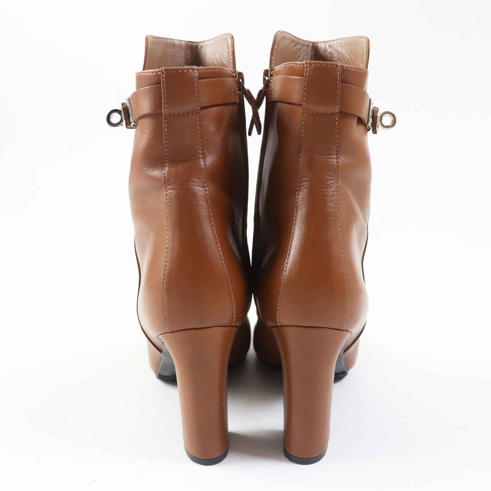HERMES short boots Main: Leather Brown JOUEUSE Women 38 1/2 Used Authentic