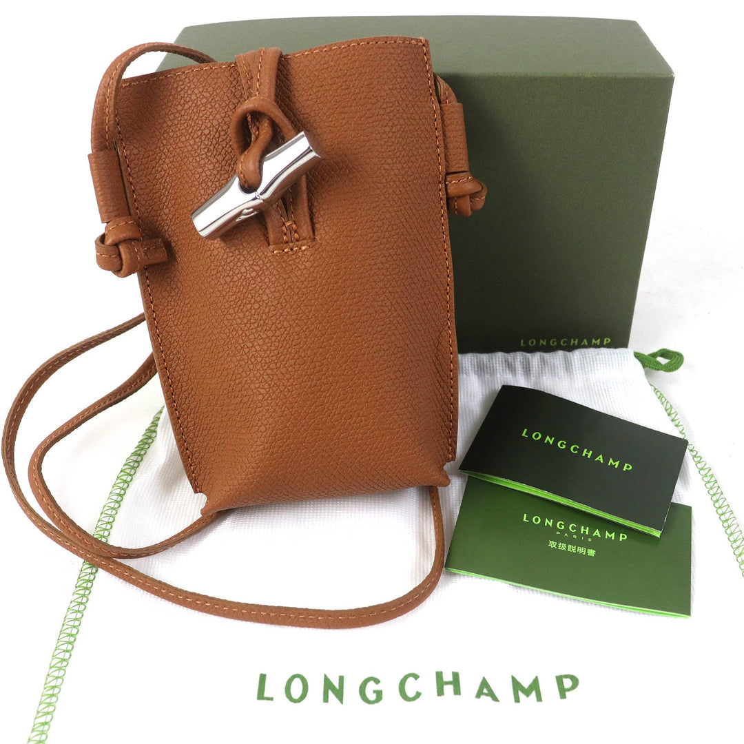 Longchamp Shoulder Bag 34180 HPN Main: Leather Brown Roseau Women Used Authentic