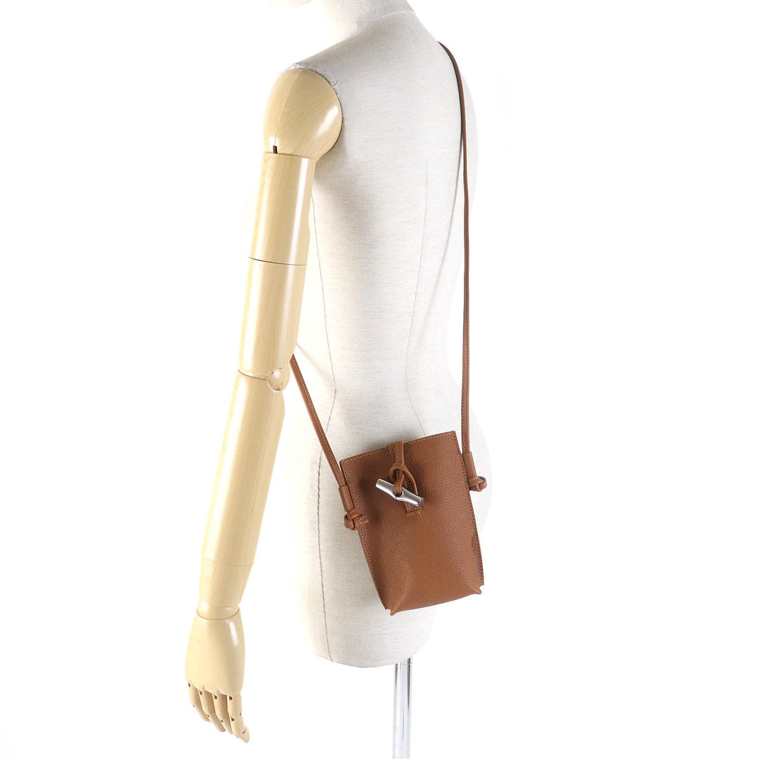 Longchamp Shoulder Bag 34180 HPN Main: Leather Brown Roseau Women Used Authentic