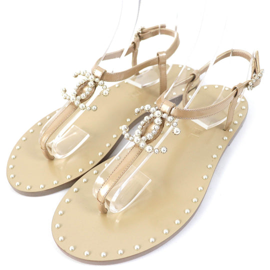 CHANEL Sandals 17P G32551 Main: Calf leather beige Women 35 Used Authentic