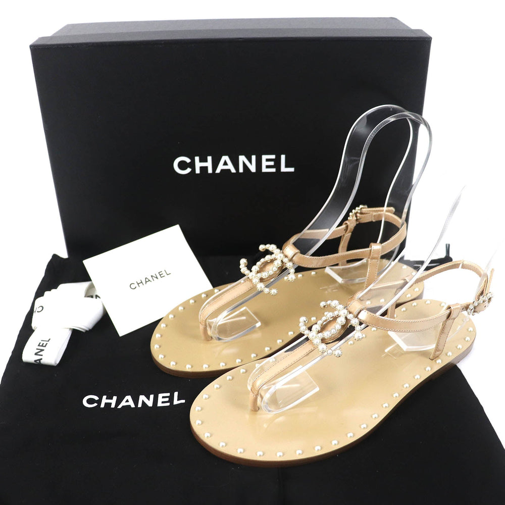 CHANEL Sandals 17P G32551 Main: Calf leather beige Women 35 Used Authentic