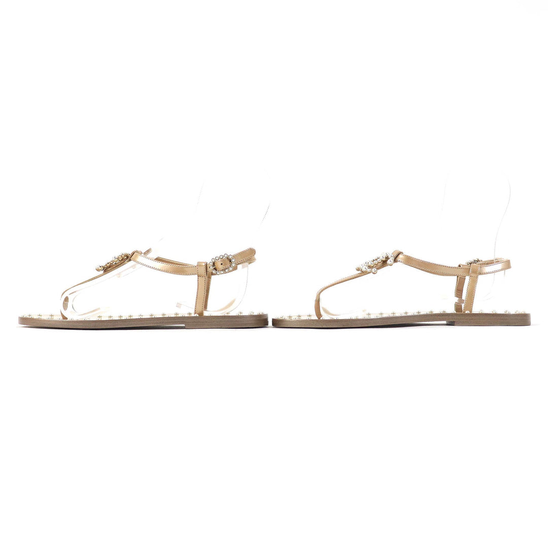 CHANEL Sandals 17P G32551 Main: Calf leather beige Women 35 Used Authentic
