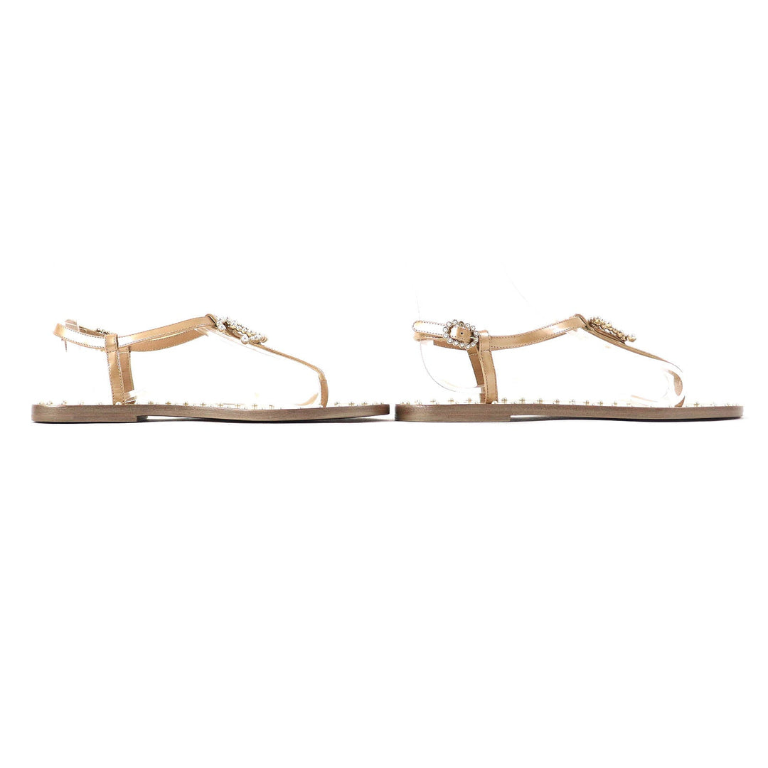CHANEL Sandals 17P G32551 Main: Calf leather beige Women 35 Used Authentic