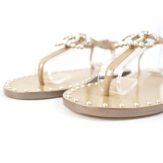 CHANEL Sandals 17P G32551 Main: Calf leather beige Women 35 Used Authentic