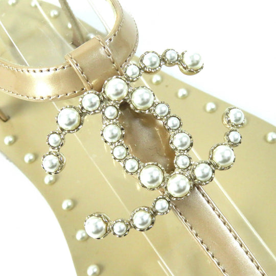 CHANEL Sandals 17P G32551 Main: Calf leather beige Women 35 Used Authentic
