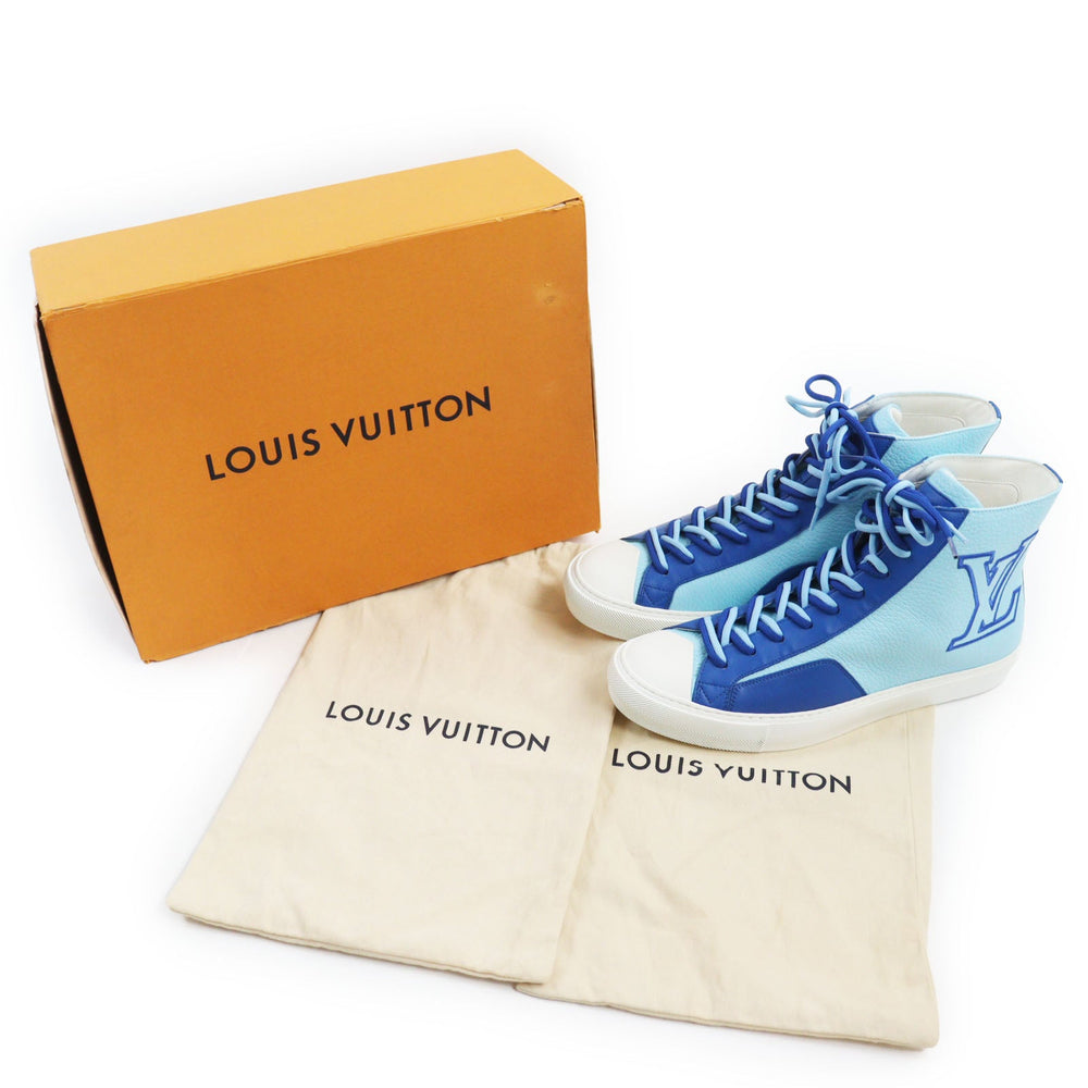 LOUIS VUITTON High cut sneakers Main: Leather blue Tattoo line mens 7 Used Authentic