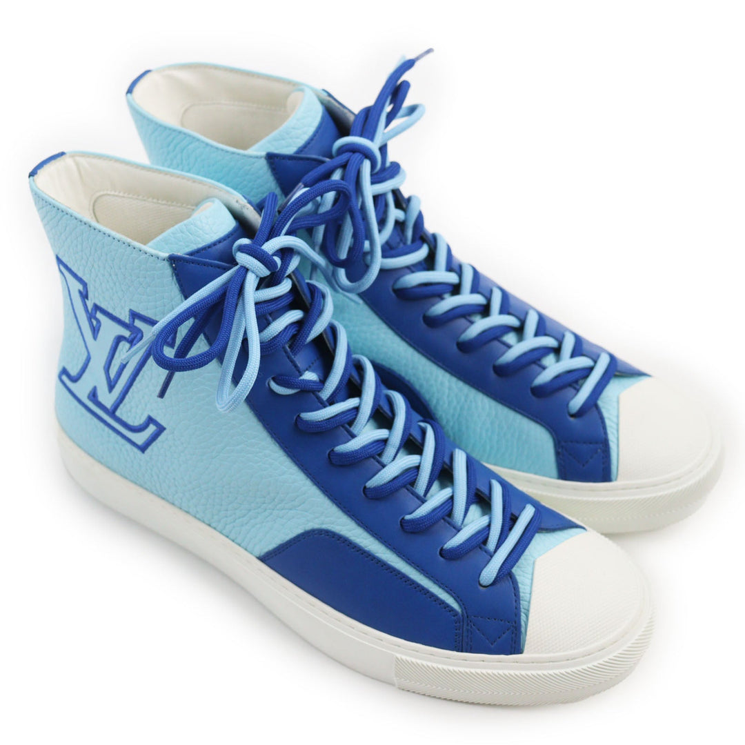 LOUIS VUITTON High cut sneakers Main: Leather blue Tattoo line mens 7 Used Authentic