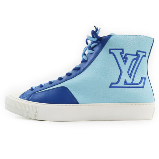 LOUIS VUITTON High cut sneakers Main: Leather blue Tattoo line mens 7 Used Authentic