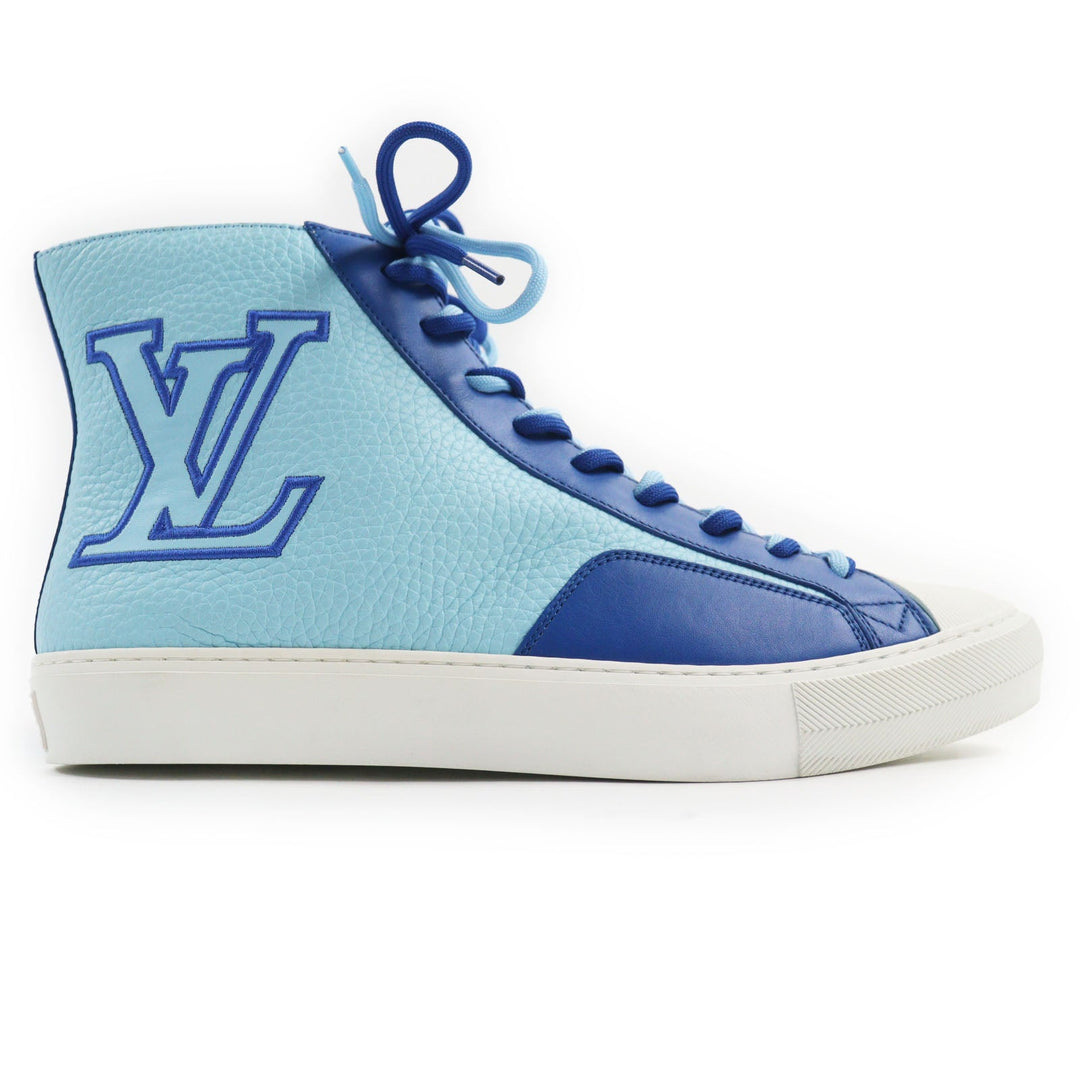 LOUIS VUITTON High cut sneakers Main: Leather blue Tattoo line mens 7 Used Authentic