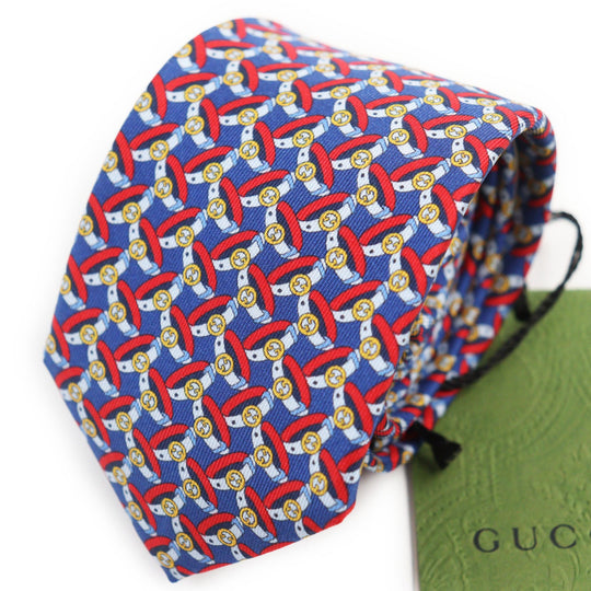 GUCCI tie 750484 Main: 100% silk, Lining: 60% cupra, Lining: 40% silk multicolor TIE GG BELTS 7.0 mens Used Authentic