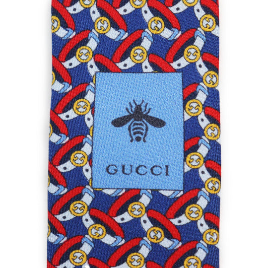 GUCCI tie 750484 Main: 100% silk, Lining: 60% cupra, Lining: 40% silk multicolor TIE GG BELTS 7.0 mens Used Authentic