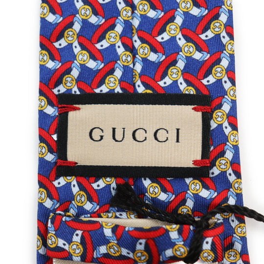 GUCCI tie 750484 Main: 100% silk, Lining: 60% cupra, Lining: 40% silk multicolor TIE GG BELTS 7.0 mens Used Authentic