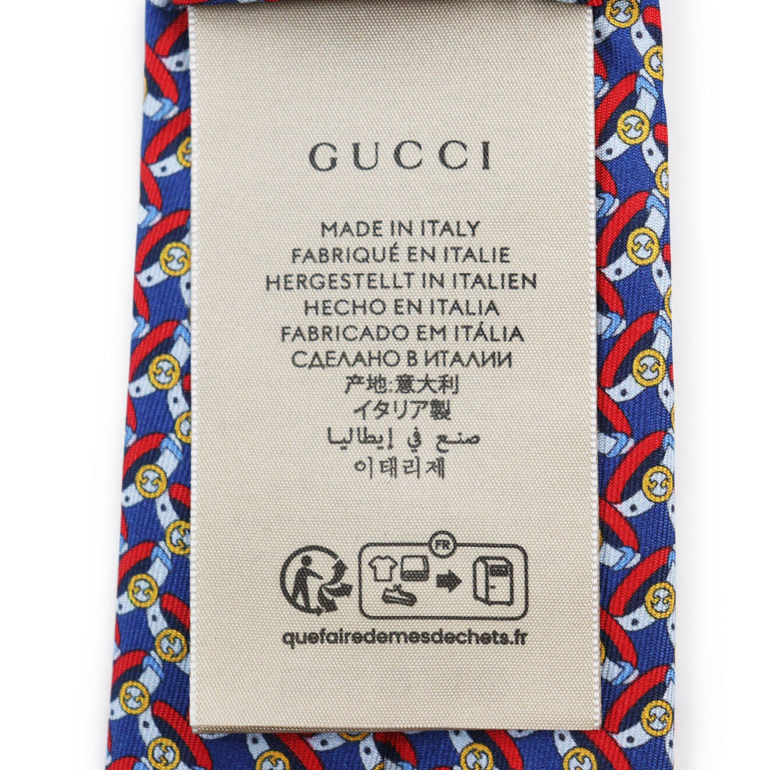 GUCCI tie 750484 Main: 100% silk, Lining: 60% cupra, Lining: 40% silk multicolor TIE GG BELTS 7.0 mens Used Authentic