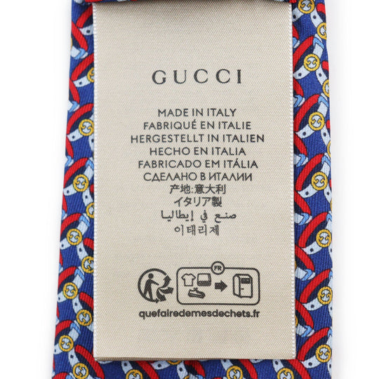 GUCCI tie 750484 Main: 100% silk, Lining: 60% cupra, Lining: 40% silk multicolor TIE GG BELTS 7.0 mens Used Authentic