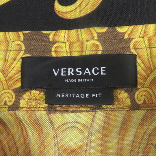 VERSACE Long sleeve shirt 1003941 Main: 100% silk Brown mens 46 Used Authentic