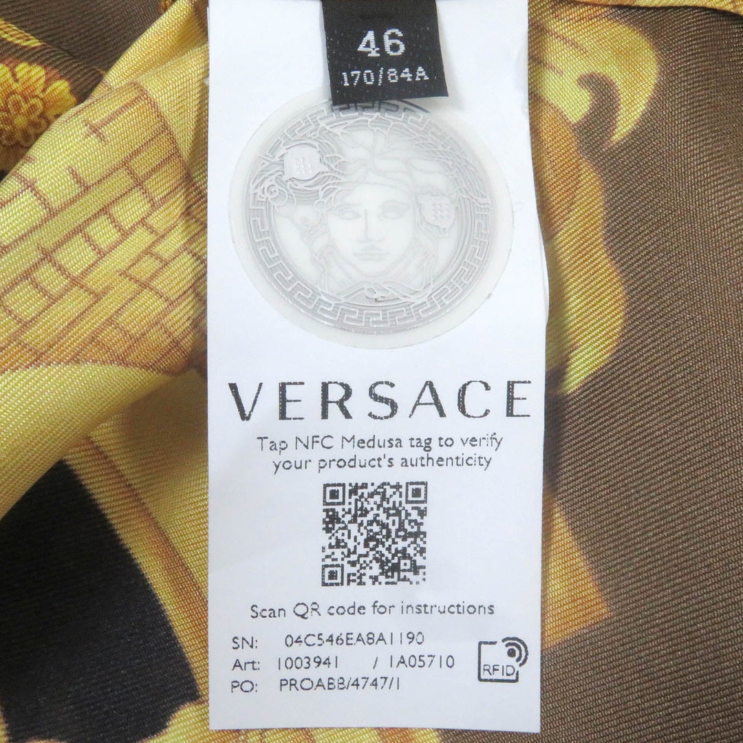 VERSACE Long sleeve shirt 1003941 Main: 100% silk Brown mens 46 Used Authentic