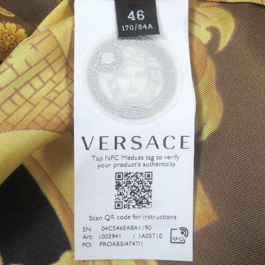 VERSACE Long sleeve shirt 1003941 Main: 100% silk Brown mens 46 Used Authentic