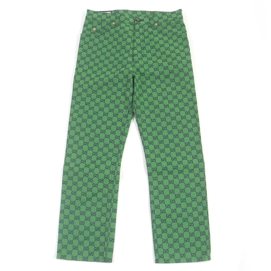 GUCCI Denim pants 623953 Main: 71% cotton, Main: 29% polyurethane, Part: Cowhide green mens 30 Used Authentic