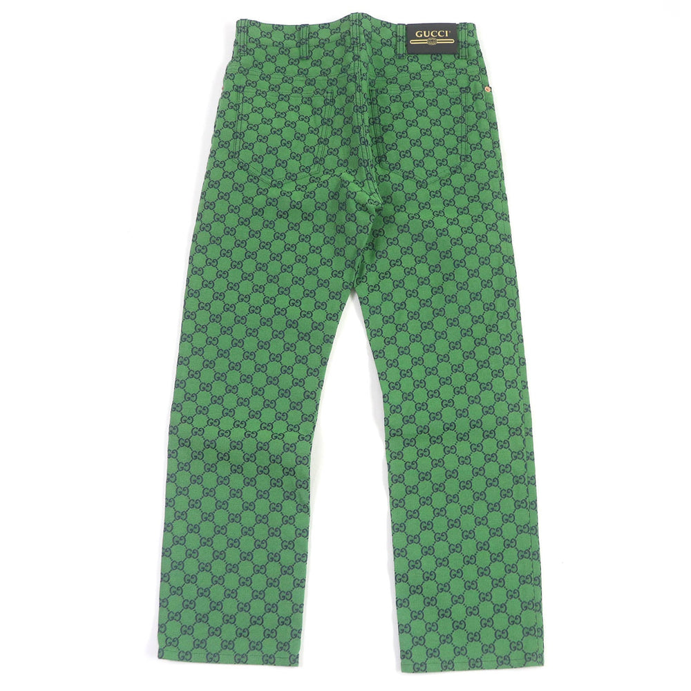 GUCCI Denim pants 623953 Main: 71% cotton, Main: 29% polyurethane, Part: Cowhide green mens 30 Used Authentic