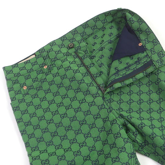 GUCCI Denim pants 623953 Main: 71% cotton, Main: 29% polyurethane, Part: Cowhide green mens 30 Used Authentic