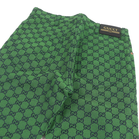 GUCCI Denim pants 623953 Main: 71% cotton, Main: 29% polyurethane, Part: Cowhide green mens 30 Used Authentic