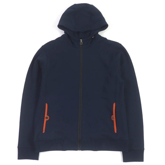 HERMES Hoodie H800742E 03S Main: 100% cotton, part: 81% cotton, part: 16% nylon, part: 3% polyurethane Navy Hermes Fit mens M Used Authentic