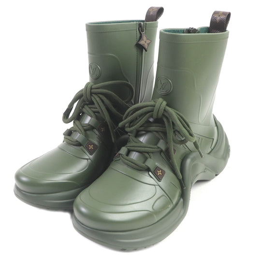 LOUIS VUITTON short boots 1A67BK Main: Rubber khaki Arclight line mens 41 Used Authentic