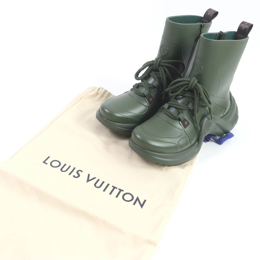 LOUIS VUITTON short boots 1A67BK Main: Rubber khaki Arclight line mens 41 Used Authentic