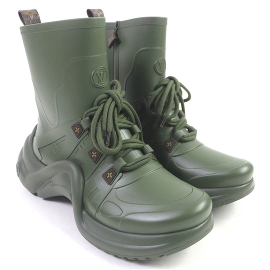 LOUIS VUITTON short boots 1A67BK Main: Rubber khaki Arclight line mens 41 Used Authentic