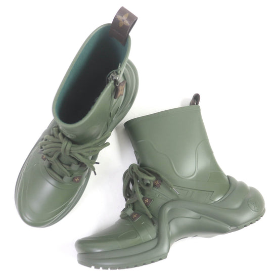 LOUIS VUITTON short boots 1A67BK Main: Rubber khaki Arclight line mens 41 Used Authentic
