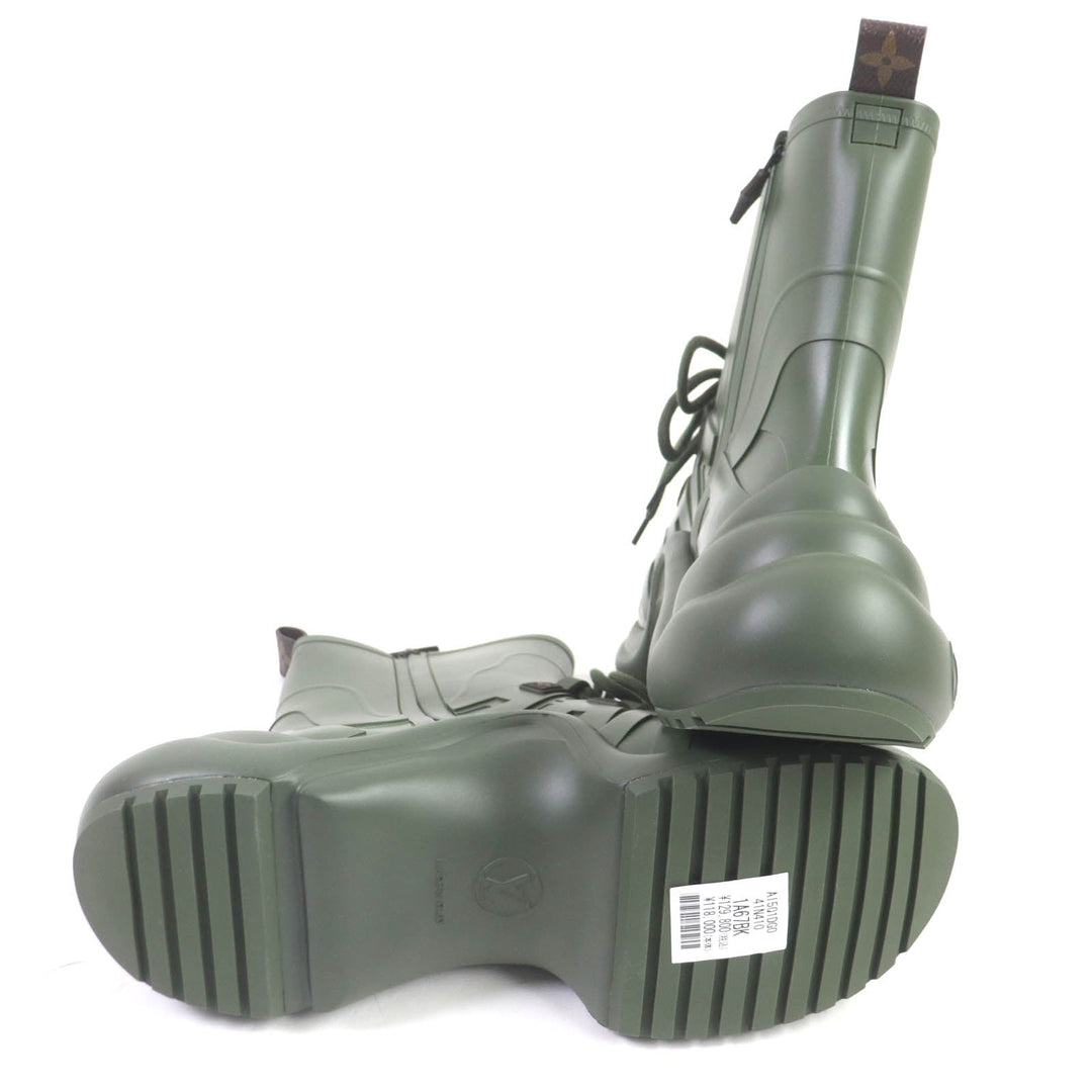 LOUIS VUITTON short boots 1A67BK Main: Rubber khaki Arclight line mens 41 Used Authentic
