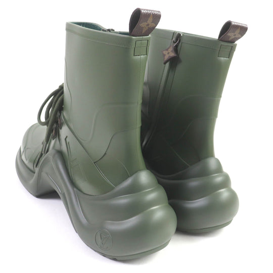 LOUIS VUITTON short boots 1A67BK Main: Rubber khaki Arclight line mens 41 Used Authentic