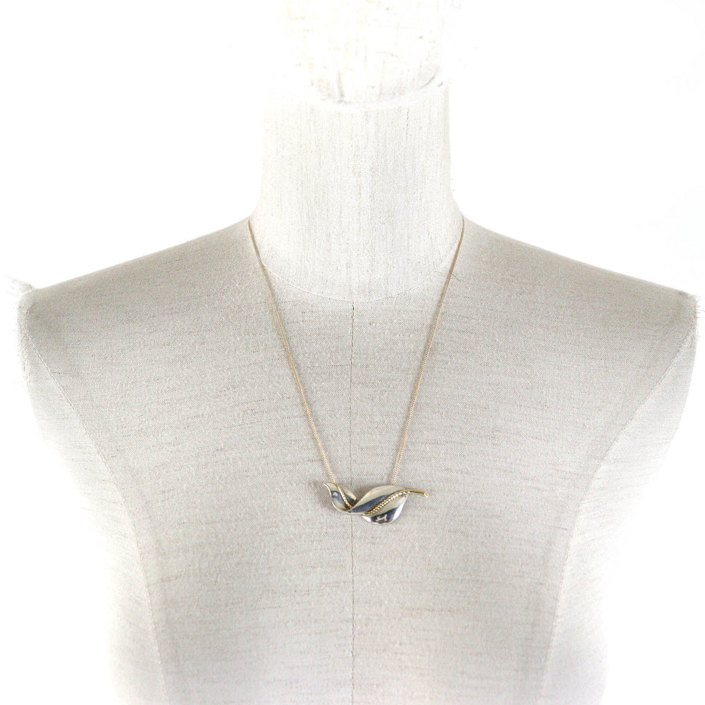 TIFFANY&Co. Necklace 1987 Main: SV925, Part: K18 Silver gold Old TIFFANY & Co. Leaf Necklace Women Used Authentic