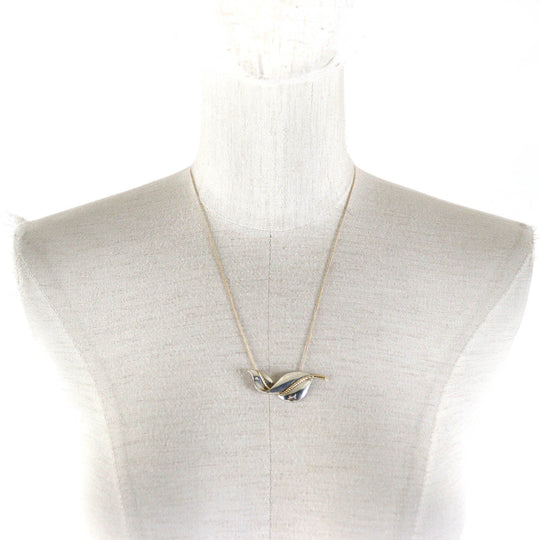 TIFFANY&Co. Necklace 1987 Main: SV925, Part: K18 Silver gold Old TIFFANY & Co. Leaf Necklace Women Used Authentic