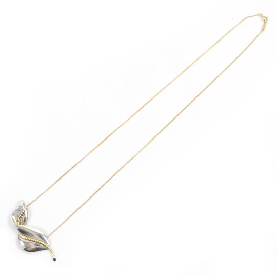 TIFFANY&Co. Necklace 1987 Main: SV925, Part: K18 Silver gold Old TIFFANY & Co. Leaf Necklace Women Used Authentic