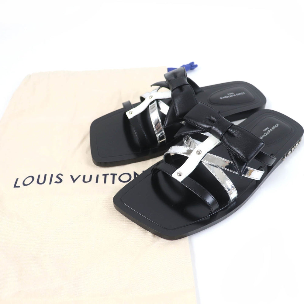 LOUIS VUITTON Sandals Main: Leather black Peplum Line Women 36 Used Authentic
